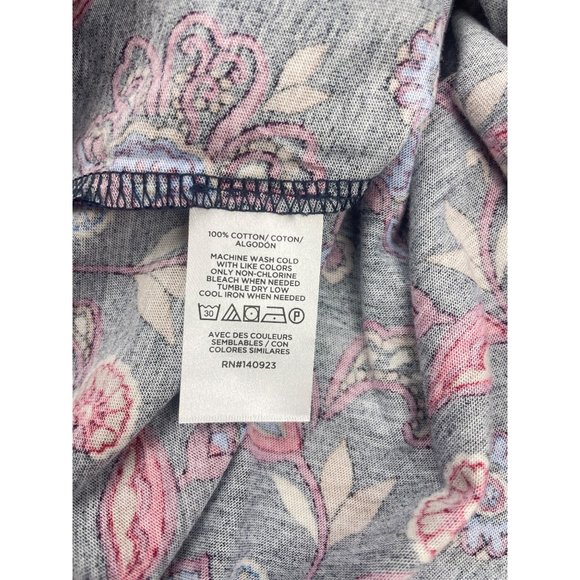 LOFT Women Paisley Ruffle Cinched Sleeve V-Neck Top Small - Picture 9 of 16